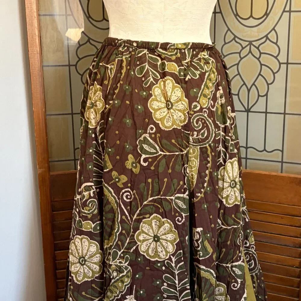 Vintage Boho Floral Cottage Prairie Festival Folk Gypsy Skirt Plus Size 22/24